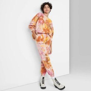Wild Fable High-Rise Vintage Jogger Sweatpants / Peachy Tie-Dye Sweats Woman